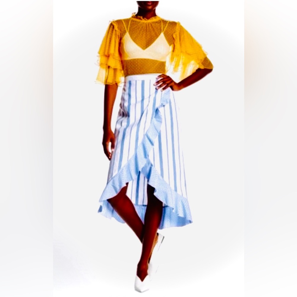ROMEO & JULIET COUTURE, Asymmetrical Striped Skirt, White & Blue, Size: 4, NWOT